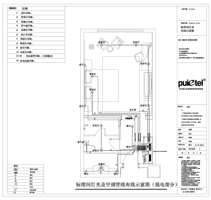 標準間客房燈具控制點位示意圖